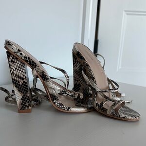 Pretty Little Thing Stylish Snakeskin Strappy Heels